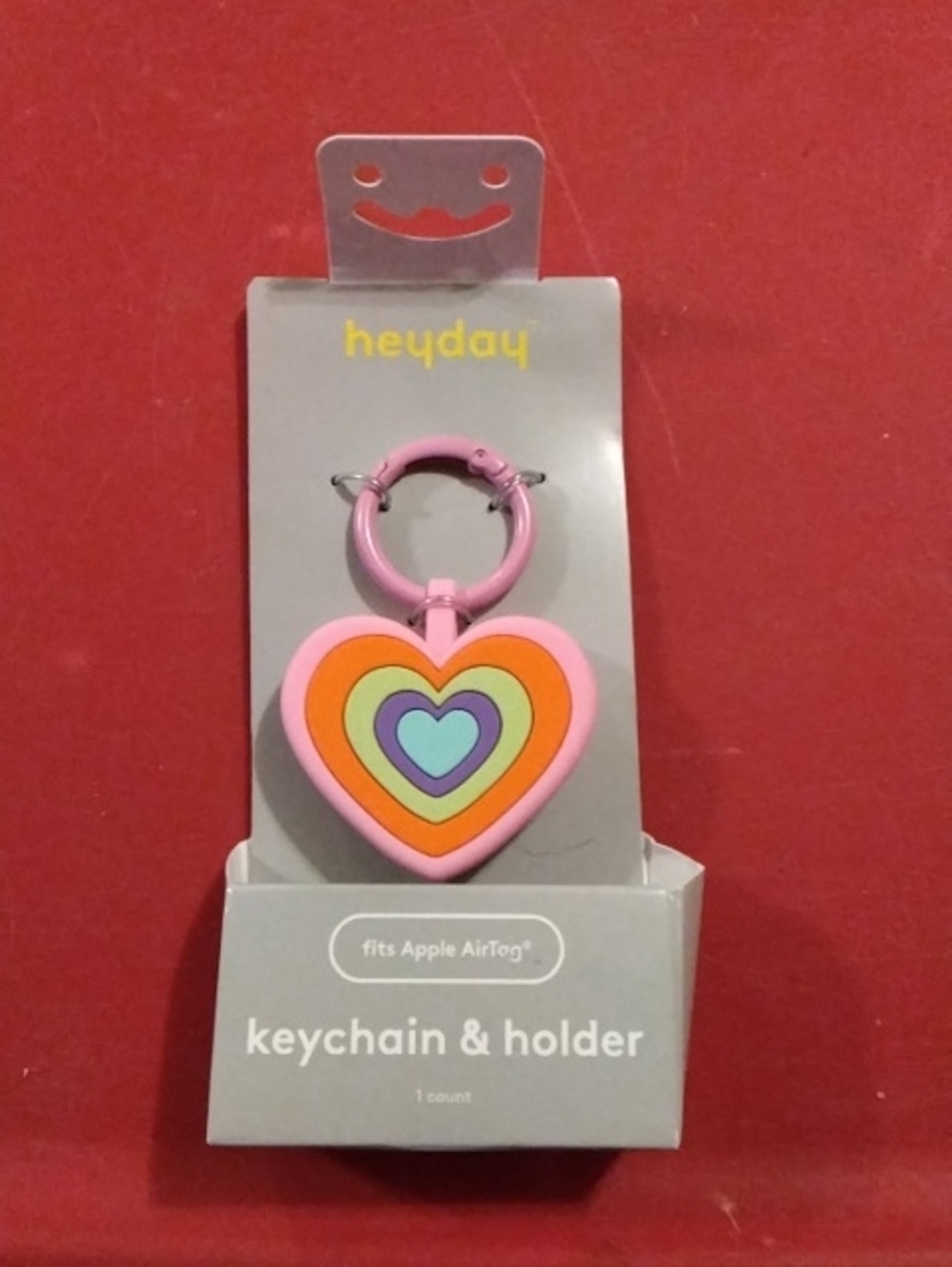 heyday Pink Heart Rainbow Silicone Keychain